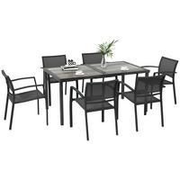 GARTENMÖBEL-SET DE-09937 1 Tisch, 6 Stühle, wetterbeständig Grau - Grau, Metall - ComfortXL