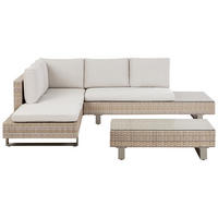 LOUNGE-SET 5-Sitzer Weiß Lanciano - Beige/Weiß, Kunststoff - Beliani