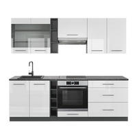 KUHINJA Fame-Line Bela barva visokega sijaja/antracit 235 cm brez delovne plošče - bela/visoki sijaj, leseni material (235/206.8/46cm) - Vicco