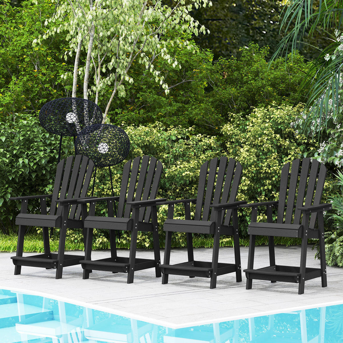 STUHL Hoher Adirondack Schwarz - Schwarz, Kunststoff (85/119/70cm) - COSTWAY