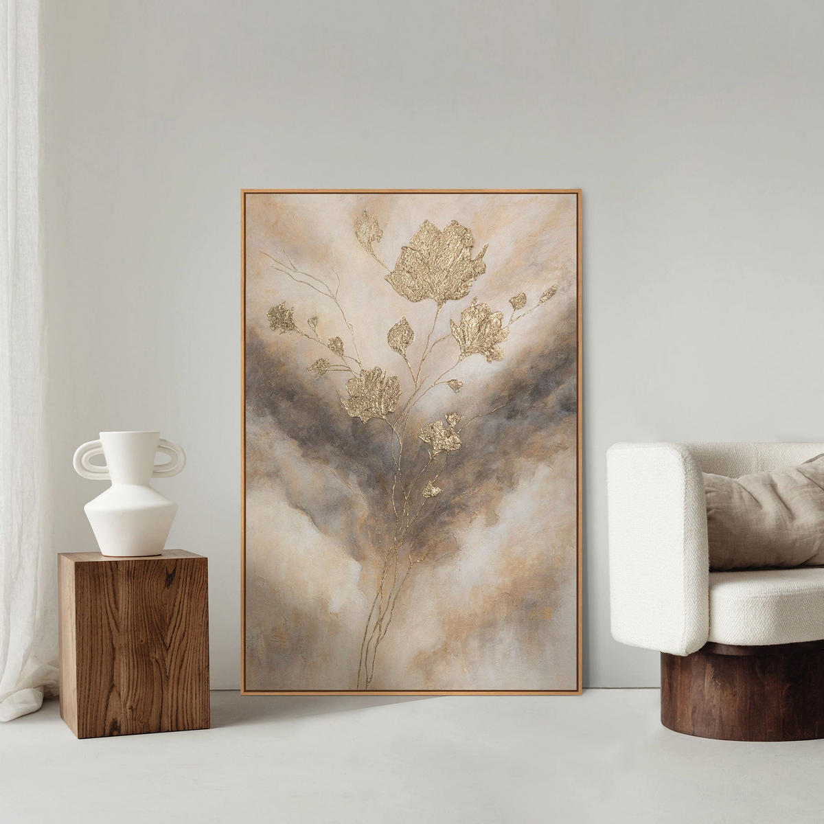 GEMÄLDE Leuchten in den Wolken Schattenfugenrahmen Eichefarben 120x80 cm - Eichefarben, Holz (120/80cm) - YS-art gallery