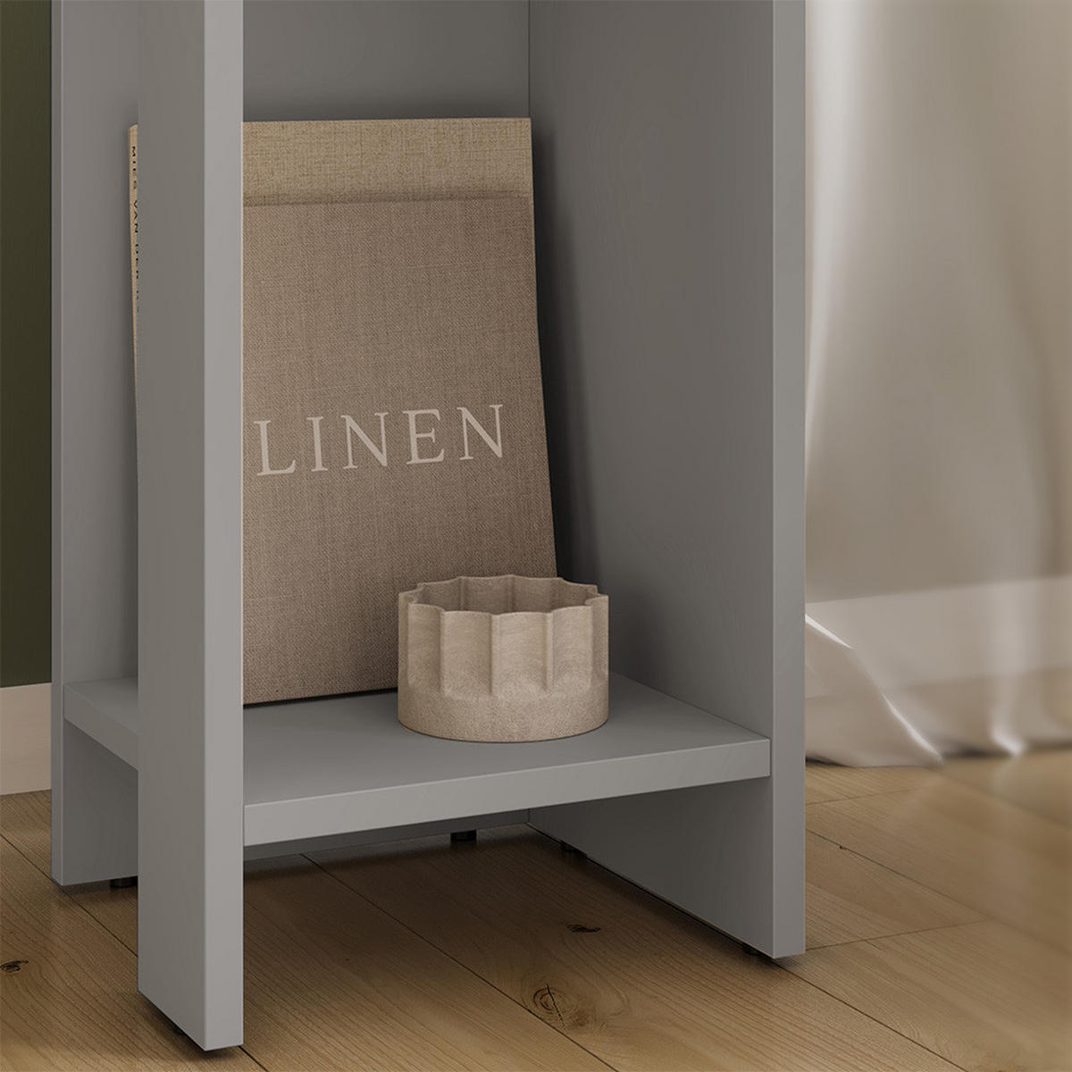 NACHTTISCH Lenar Greige 27 x 60 cm - Greige, Holzwerkstoff (27/60/25cm) - Vicco