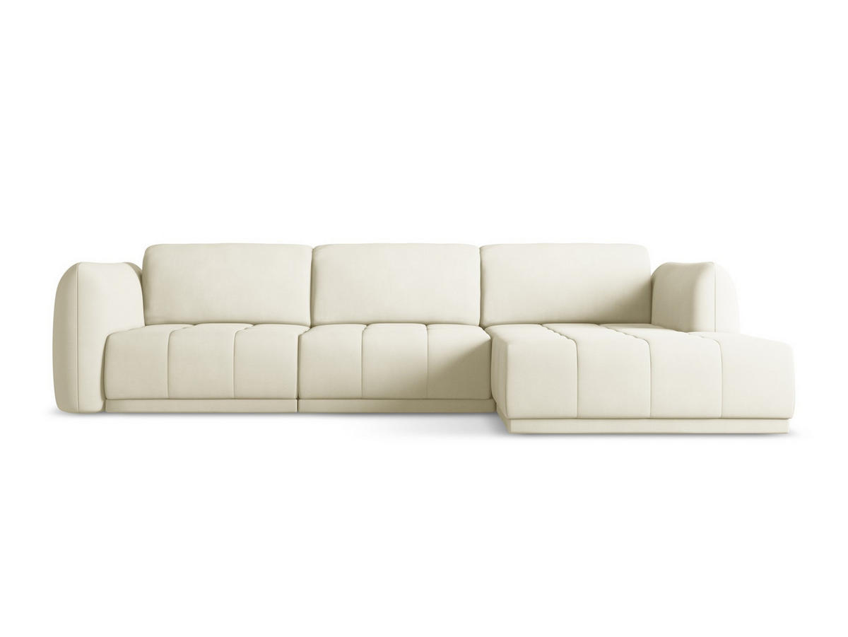 ECKSOFA Rechts Chenille Stoff Beige - Beige/Schwarz, Kunststoff/Textil (290/170cm) - Makamii