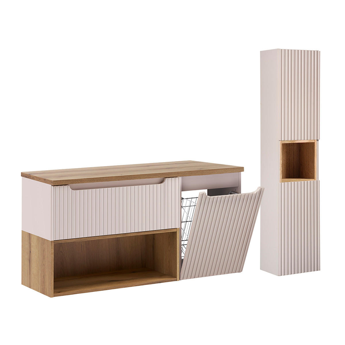 WASCHTISCHUNTERSCHRANK 120.4cm Riva 2er-Set Kaschmir - Beige, Holzwerkstoff (120.4/60/40cm) - Petits-meubles
