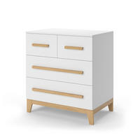 KOMMODE Malia Weiß/Eiche 80 x 88 cm mit 4 Schubladen - Eichefarben/Weiß, Holzwerkstoff (80/88/53.4cm) - VitaliSpa