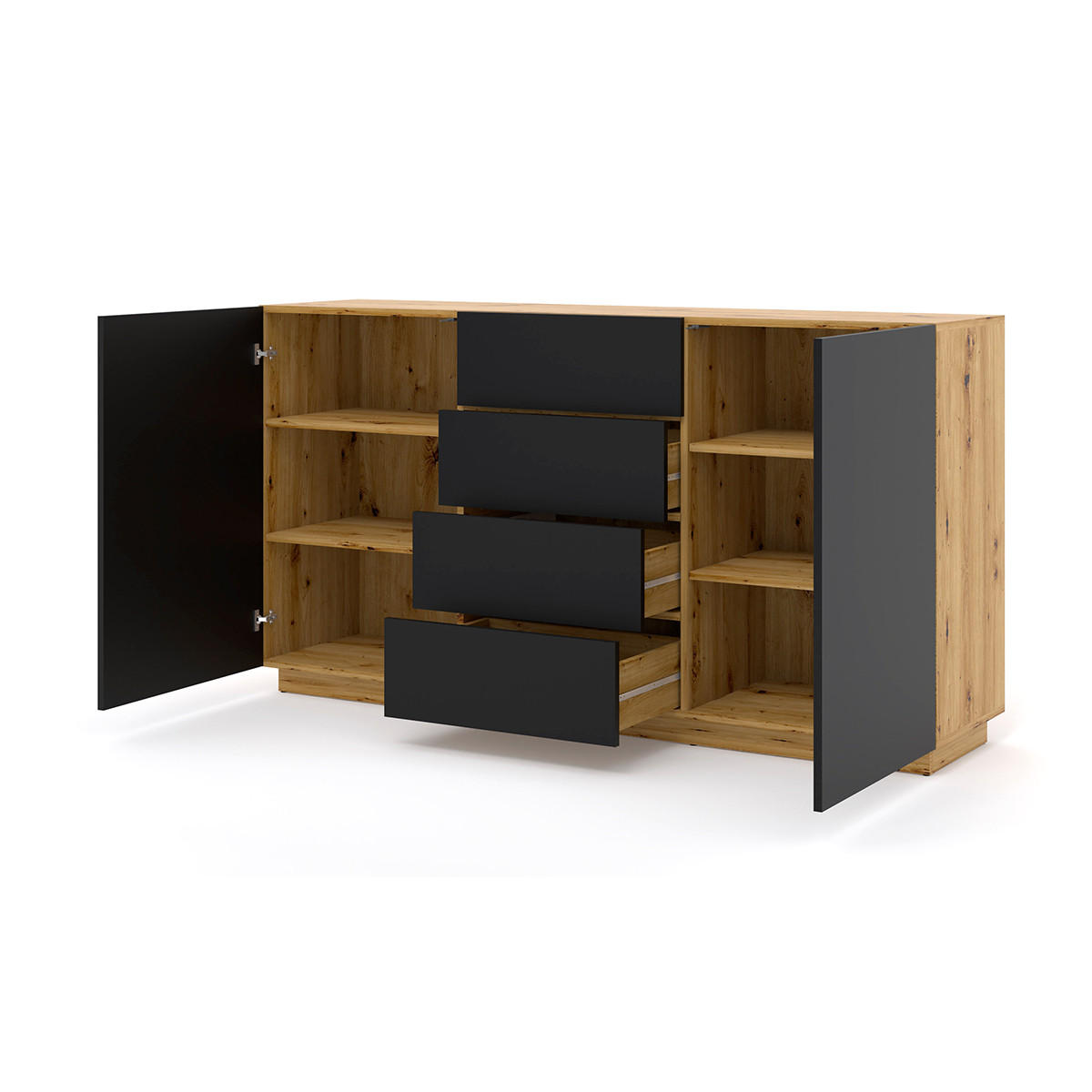 SIDEBOARD Aurus Holz und Schwarz - Schwarz, Holzwerkstoff (164/89/41cm) - Petits-meubles
