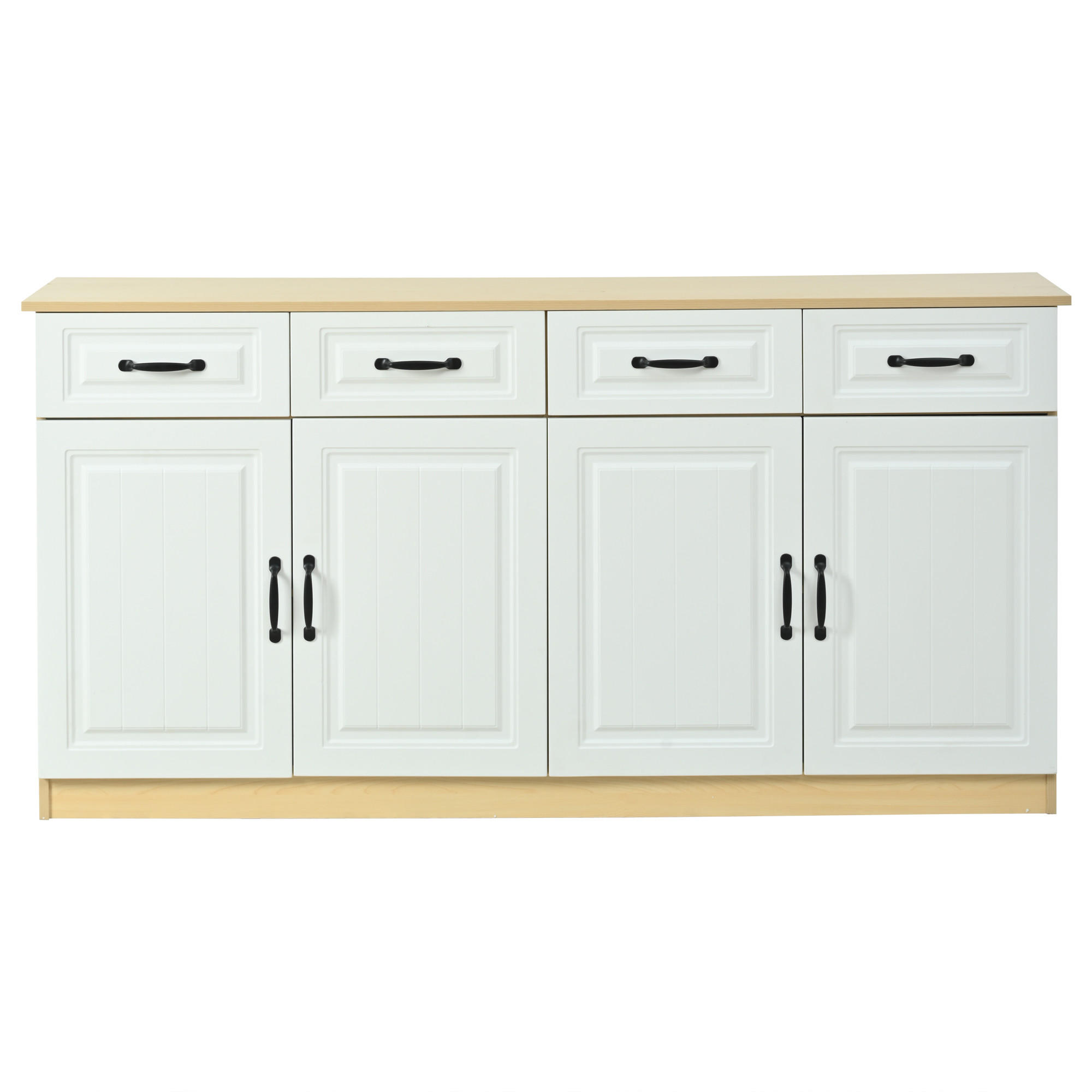 SIDEBOARD Weiß Naturfarben 160/35/80 cm - Weiß, Holzwerkstoff (160/80/35cm) - PANGIVO