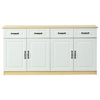 SIDEBOARD Weiß Naturfarben 160/35/80 cm - Weiß, Holzwerkstoff (160/80/35cm) - PANGIVO