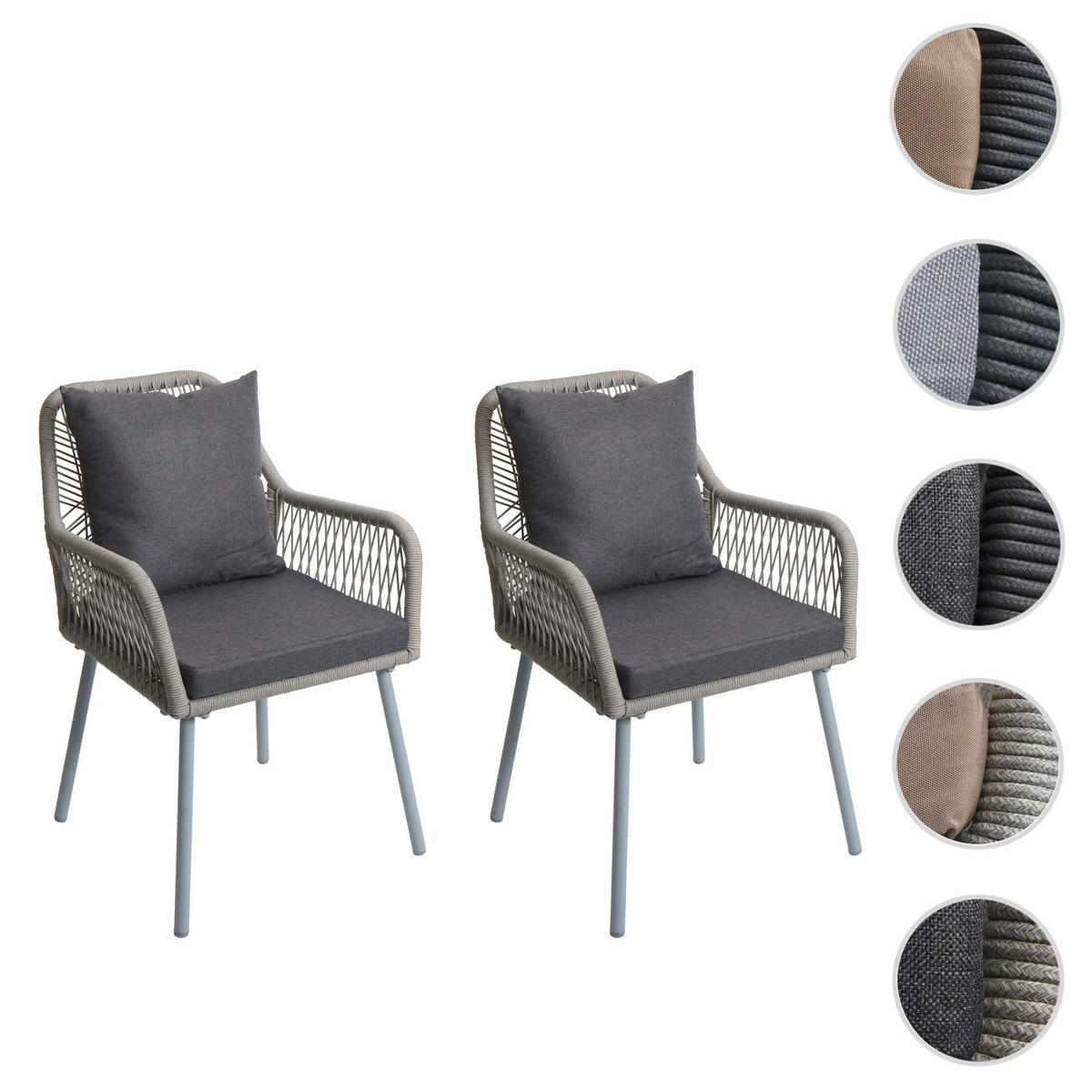 GARTENSTUHL Grau, Granit - Dunkelgrau/Hellgrau, Textil (54/81/62cm) - MCW
