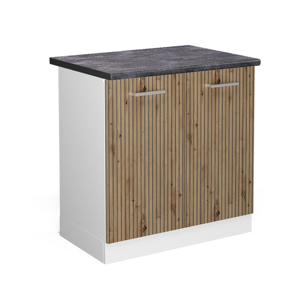 SPÜLENUNTERSCHRANK R-Line Artisan-Eiche 80 cm, AP Anthrazit - Weiß/Eiche Artisan, Holzwerkstoff (80/81.6/60cm) - Vicco