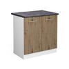 SPÜLENUNTERSCHRANK R-Line Artisan-Eiche 80 cm, AP Anthrazit - Weiß/Eiche Artisan, Holzwerkstoff (80/81.6/60cm) - Vicco