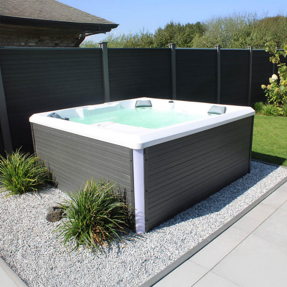 OUTDOOR WHIRLPOOL STREAM BIG PURE - 207 x 207 cm, Pure - Anthrazit, Kunststoff (207.5/88/207.5cm) - Home Deluxe