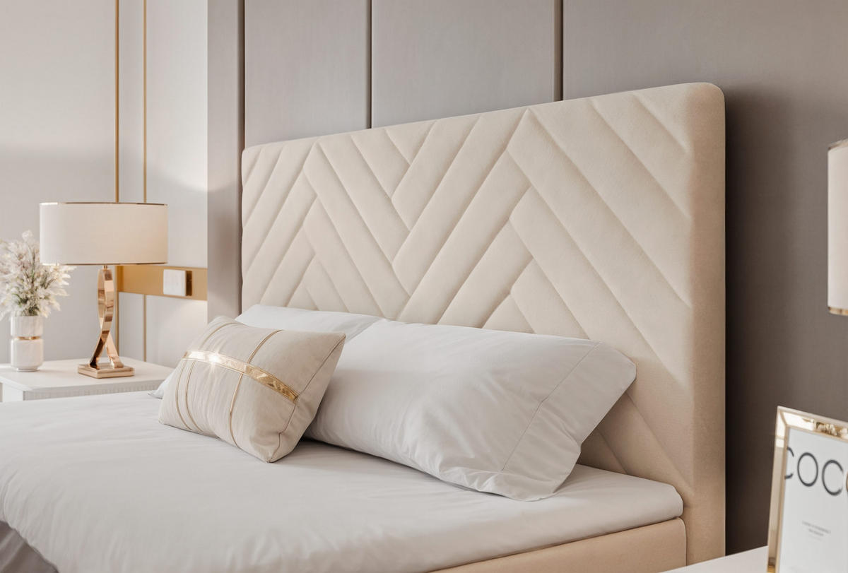 BOXBETT NEREA PLUS 160/200 cm mit Matratze und Topper, Creme - Creme, Holzwerkstoff/Textil (160/200cm) - Idohome