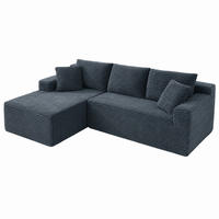 ECKSOFA Cord Dunkelgrau mit Rückenkissen und Nackenkissen - Dunkelgrau, Textil (252.5/163cm) - WISHDOR