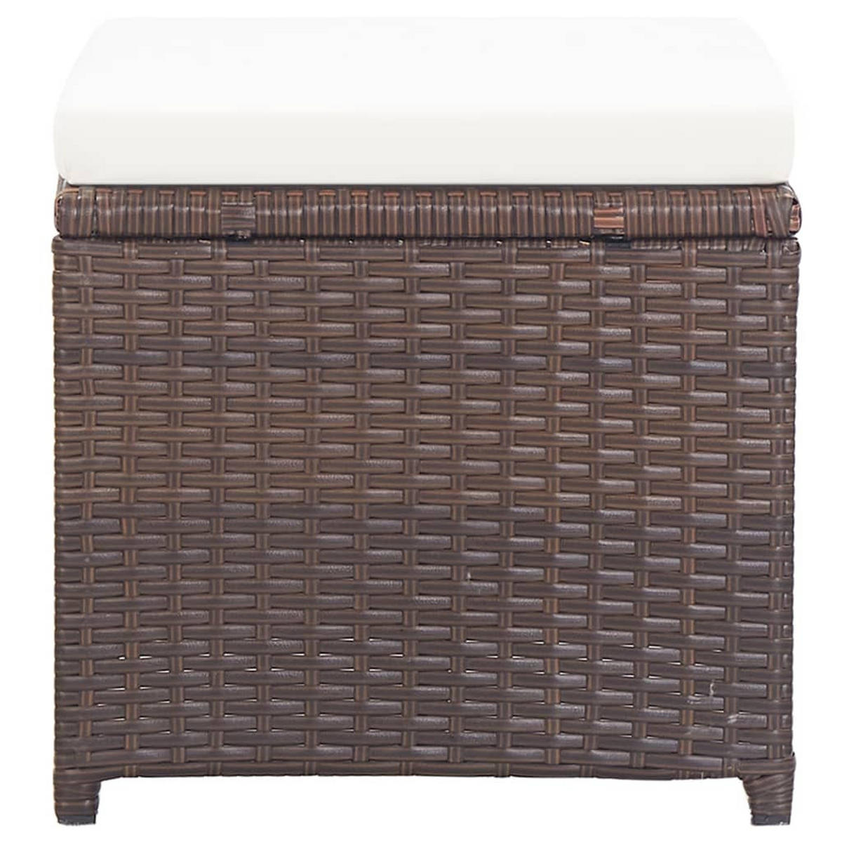GARTENHOCKER 4 Stk. mit Kissen Poly Rattan Braun - Braun, Kunststoff (40.5/35/40.5cm) - furnicato