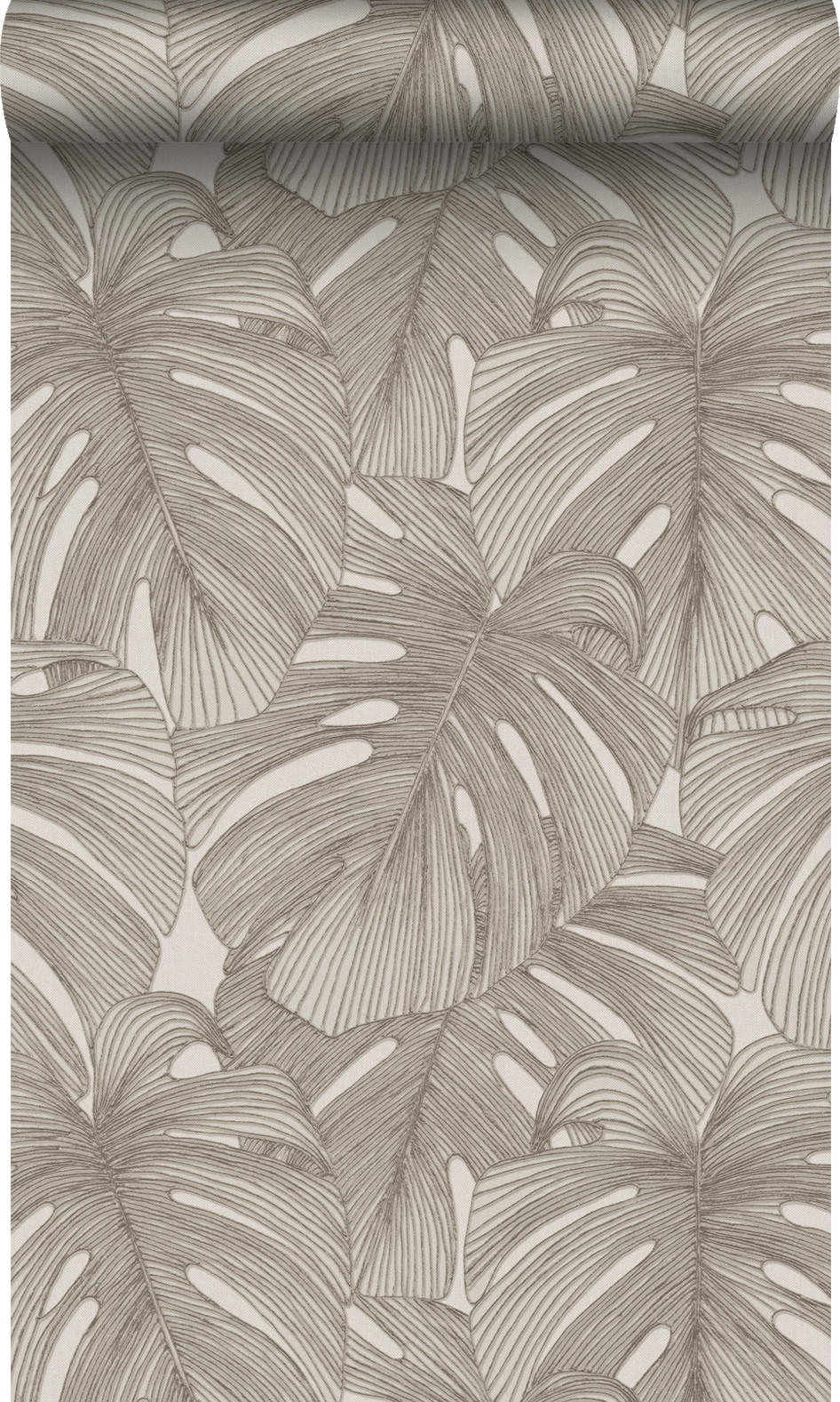 TAPETE 3D Muster Blätter 50 x 900 cm - Grau, Papier (50/900cm) - Origin Wallcoverings