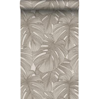 TAPETE 3D Muster Blätter 50 x 900 cm - Grau, Papier (50/900cm) - Origin Wallcoverings