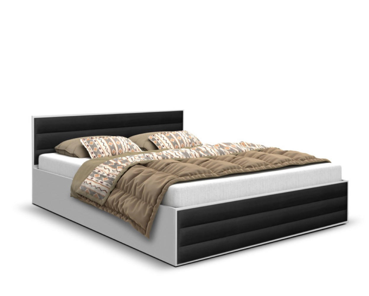 BETT Schwarz ALDO 3 Mit Gepolsterten Paneelen Am Kopfteil 120x200 cm - Schwarz, Textil (120/200cm) - Sepro Meble