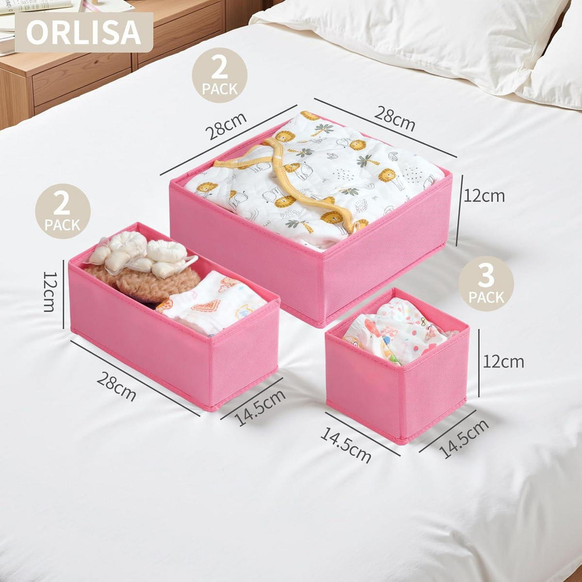 SCHUBLADEN Organizer 7er Set Rosa - Rosa, Textil (28/12/28cm)