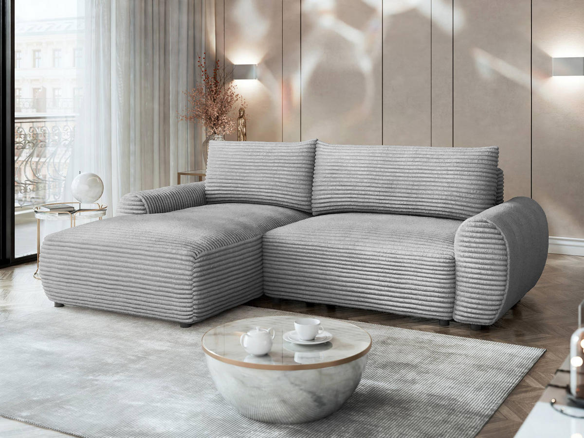 ECKSOFA Bello, Seite: Links - Hellgrau/Schwarz, Holz/Kunststoff (267/177cm) - MIRJAN24