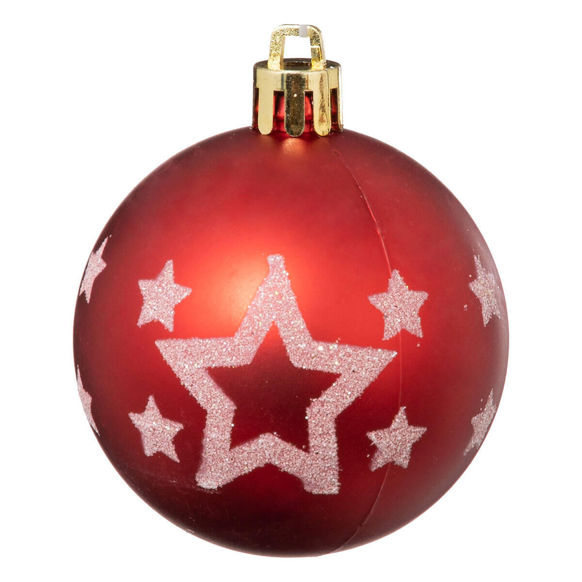 WEIHNACHTSKUGELN Glitzer-Muster Ø 6 cm - Rot/Weiß, Kunststoff (6/7.2/6cm) - Atmosphera Createur d´interieur