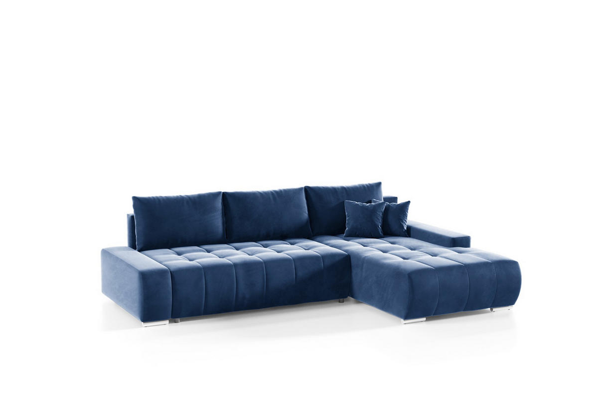 ECKSOFA Vogar In Monolith - Blau, Holzwerkstoff/Textil (265/185cm) - Fun Möbel