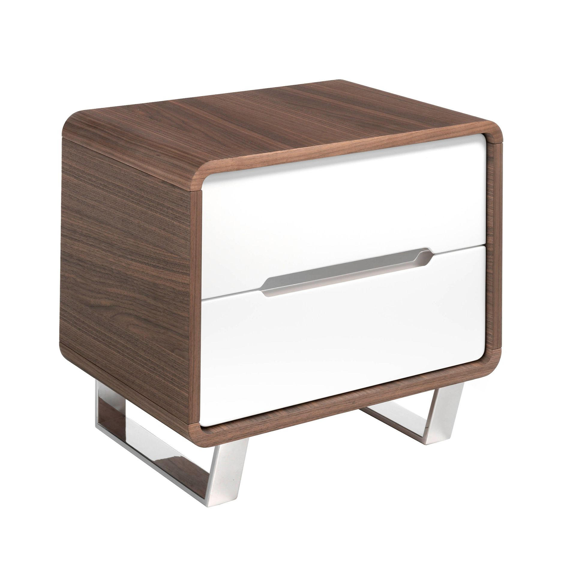 NACHTTISCH weißes Holz, Nussbaum und verchromter Stahl - Chromfarben/Silberfarben, Holzwerkstoff/Metall (55/49/39cm) - ANGEL CERDA