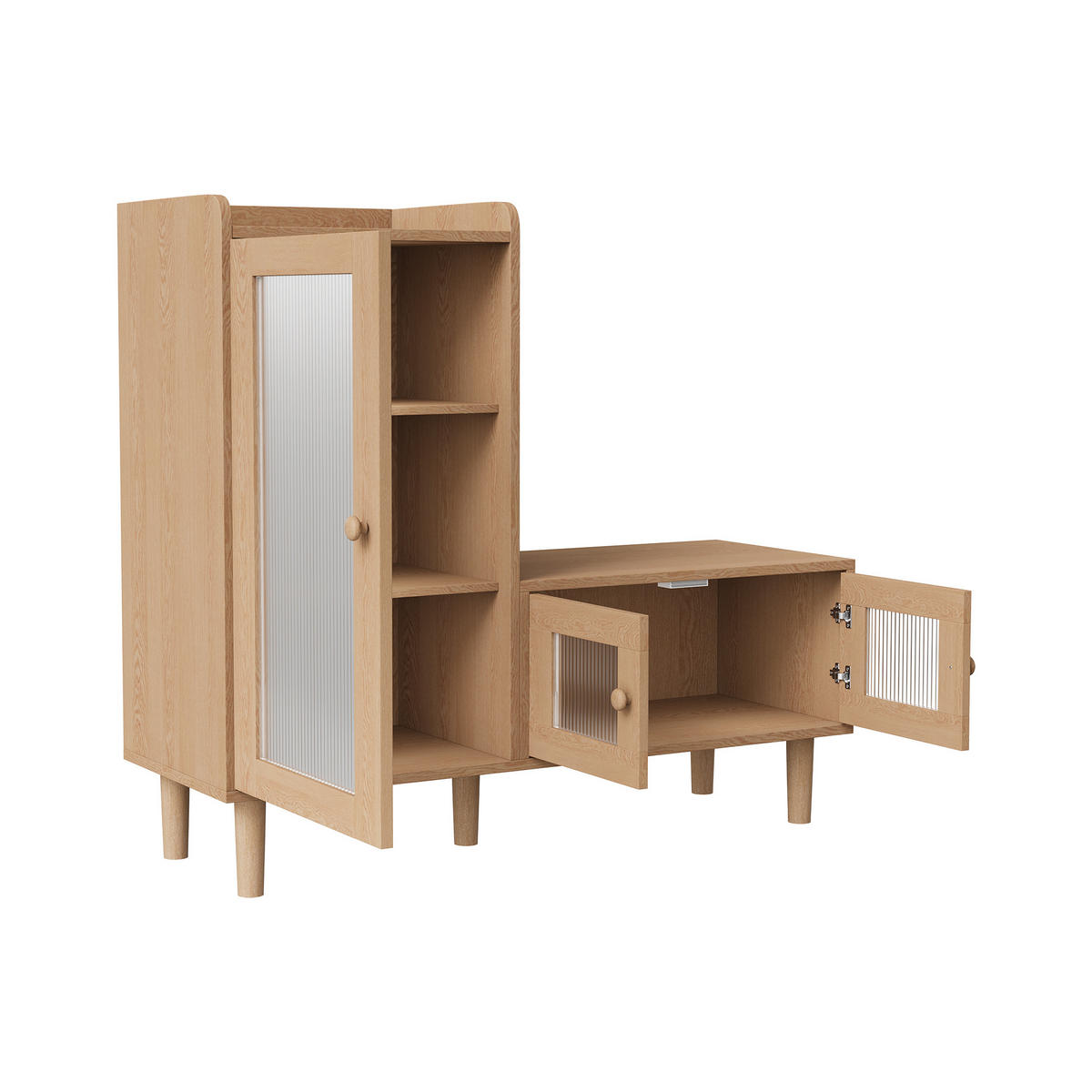 SCHUHBANK 100cm Eiche-Optik mit Glasfront & Stauraum, Modern - Eichefarben, Holz (35/90/100cm) - CASIVA