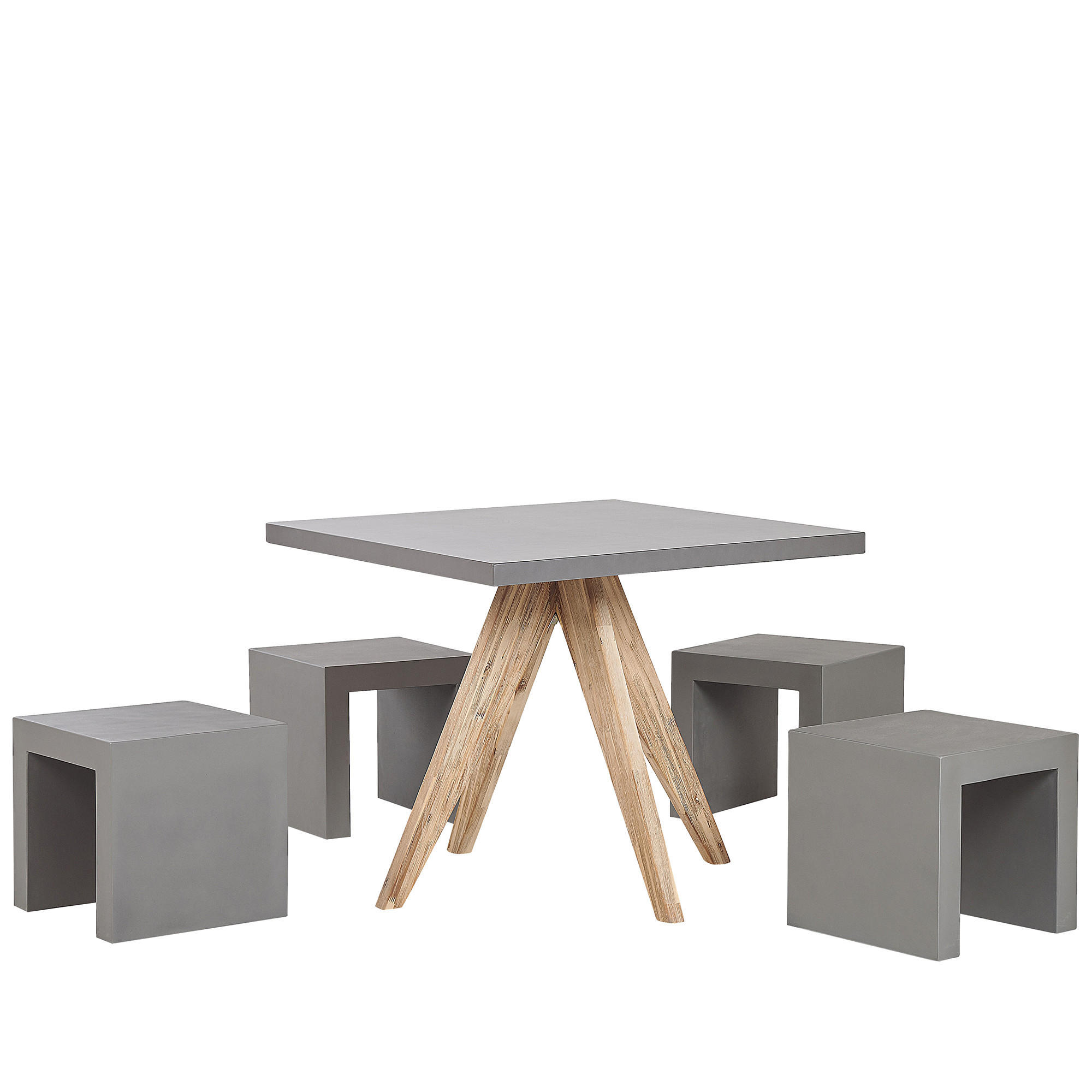 MOBILIER DE GRADINA set cu 4 locuri fibrociment gri masa patrat Olbia/Taranto