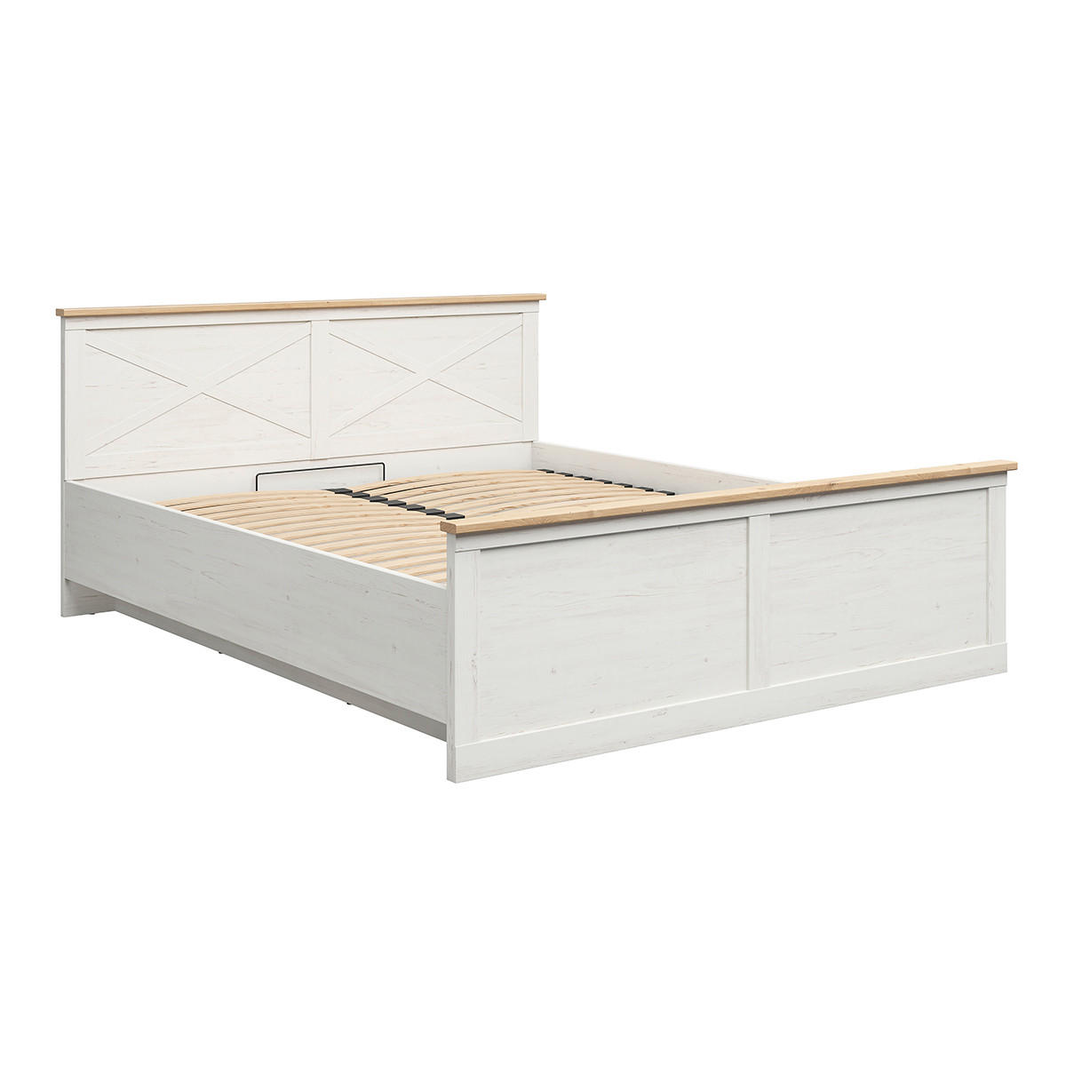 BOXBETT 180/200 Victoria Weiß und Holz - Weiß, Holzwerkstoff (180/200cm) - Petits-meubles