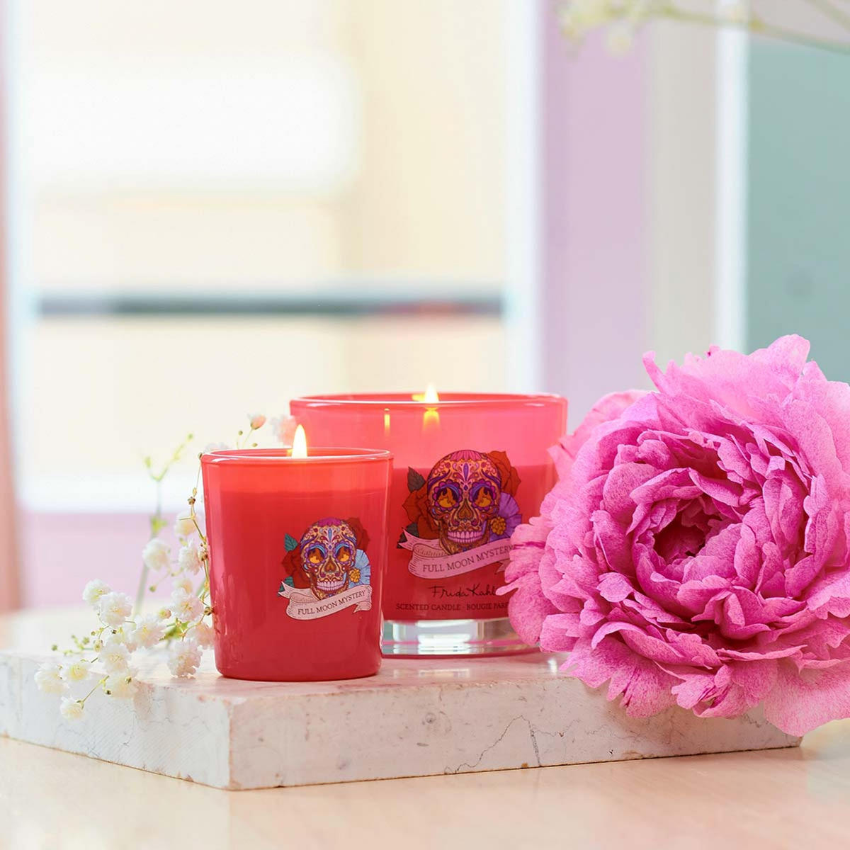 FRIDA Kahlo Duftkerze - Rot, Naturmaterialien/Glas (8cm)