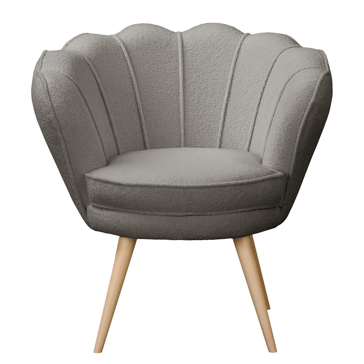 SESSEL - Bouclé, Füße Hell - Dunkelgrau/Beige, Birkenholz/Textil (75/74/75cm) - home24