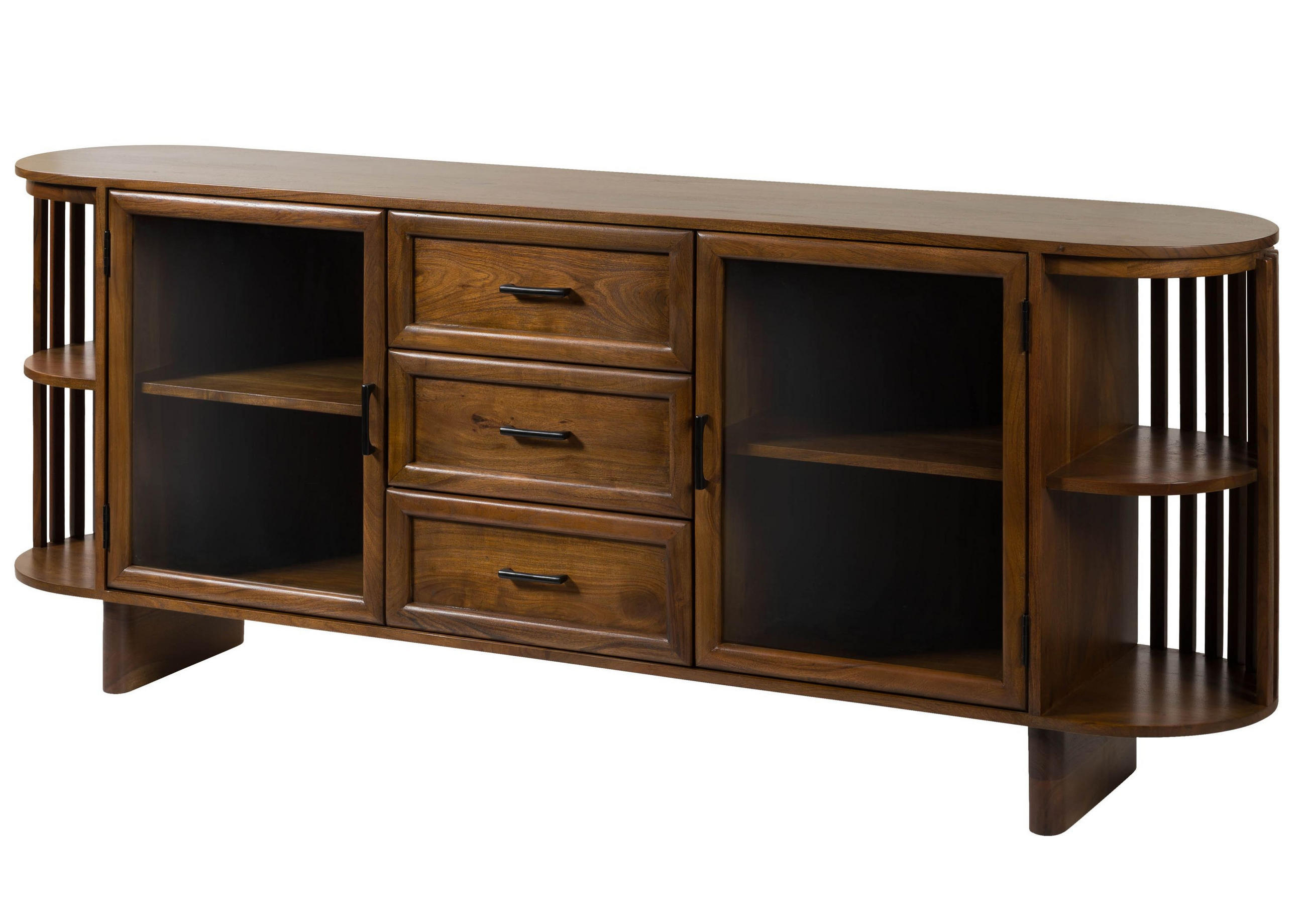 SIDEBOARD Akazie 200x40x80 natur lackiert MADRID #56 - Braun, Holz (200/80/40cm) - Massivmoebel24