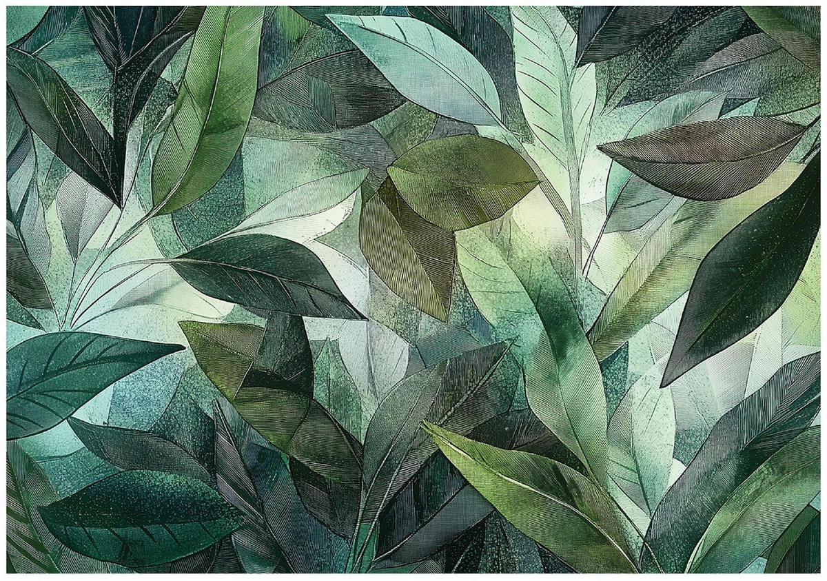 FOTOTAPETE Blätter Dschungel Natur Wohnzimmer Vlies Tapete 400x280 - Multicolor, Papier (400/280cm) - Wallarena