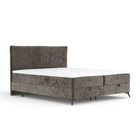 BOXBETT Peru Grau Braun 160/200 cm im Chenille-Stoff - Graubraun/Schwarz, Holz/Holzwerkstoff (160/200cm) - Maison de Reve
