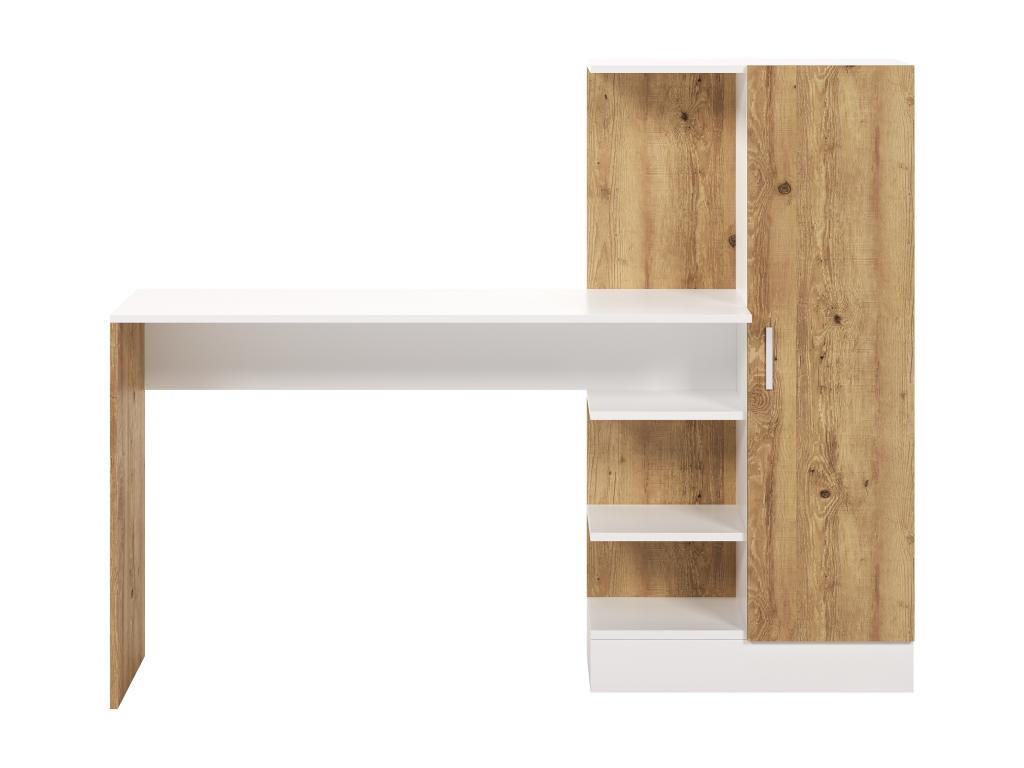 SCHREIBTISCH mit Schrankelement - Holzfarben & Weiß - MILARIA - Naturfarben, Holz (152.3/40/120cm) - Vente-Unique