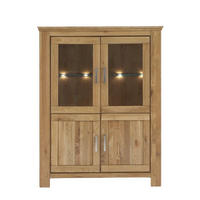 VITRINE Teilmassiv Iantha 125x165x47 Standvitrine Wildeiche natur geölt - Wildeiche, Holz (125/165/47cm) - 58aufmkessel