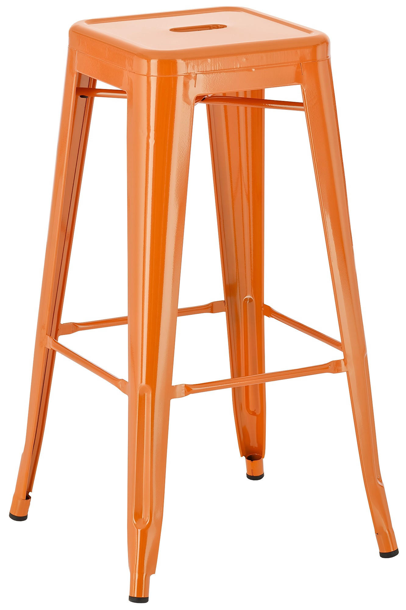 BARHOCKER Metall orange - Eukalyptusholzfarben/Orange, Metall (43/76/43cm) - CLP