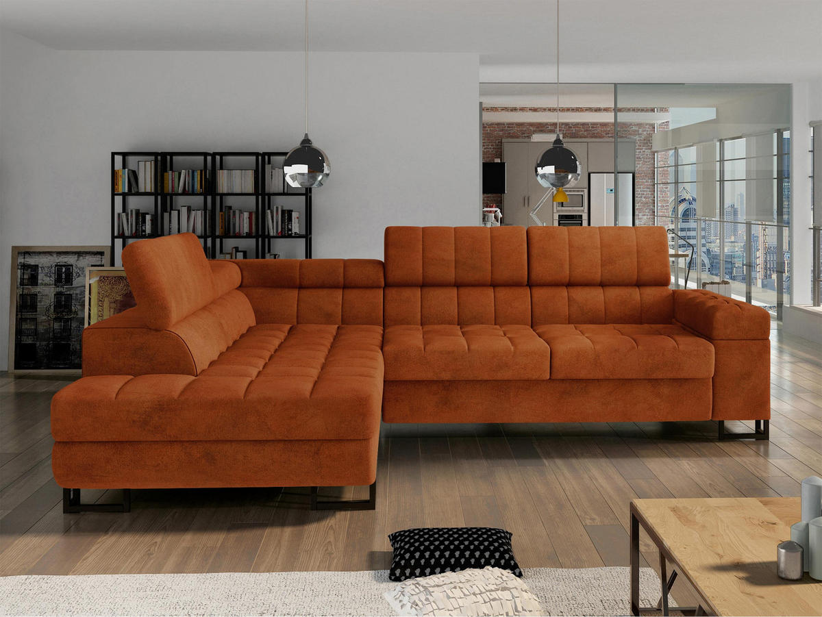 ECKSOFA Laris, Seite: Links - Schwarz/Bronzefarben, Holz/Textil (271/203cm) - MIRJAN24