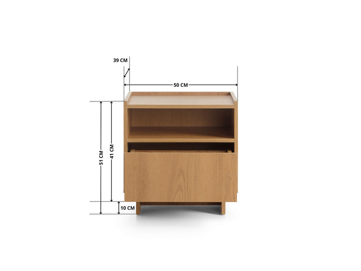 NACHTKOMMODE SUNA 50 cm (Karamell Eiche, Push to Open) - Eichefarben, Holz/Holzwerkstoff (50/51/39cm) - Ravio