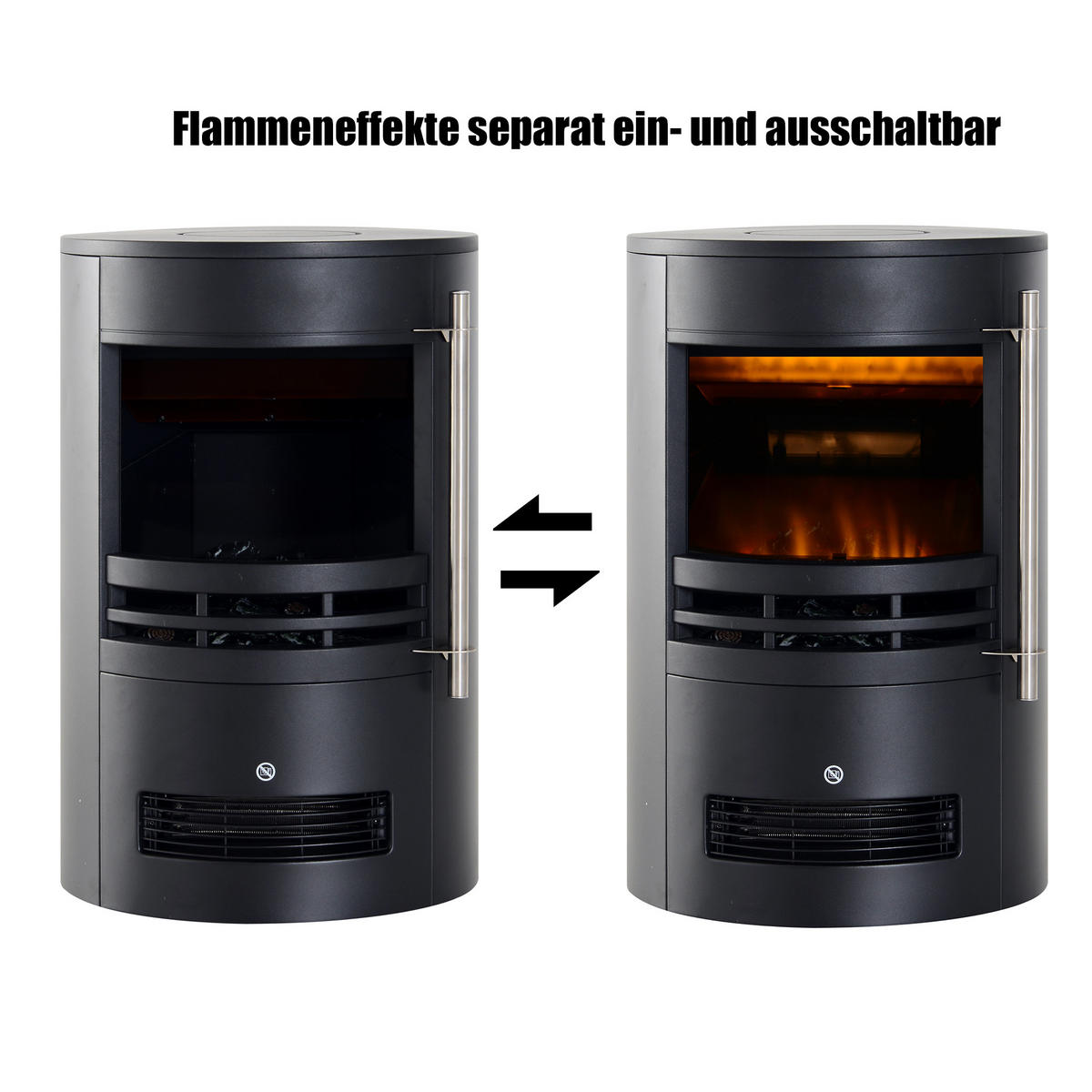 LED Elektrokamin mit Flammeneffekt Wandkamin Standkamin Kaminofen 900/2000W - Schwarz, Metall (41/645/41cm) - HOMCOM