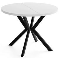 ESSTISCH Valeo runder ausziehbarer, Weiß 100-180/100/76 cm - Schwarz/Weiß, Holzwerkstoff/Metall (100/180/76cm) - WFL GROUP