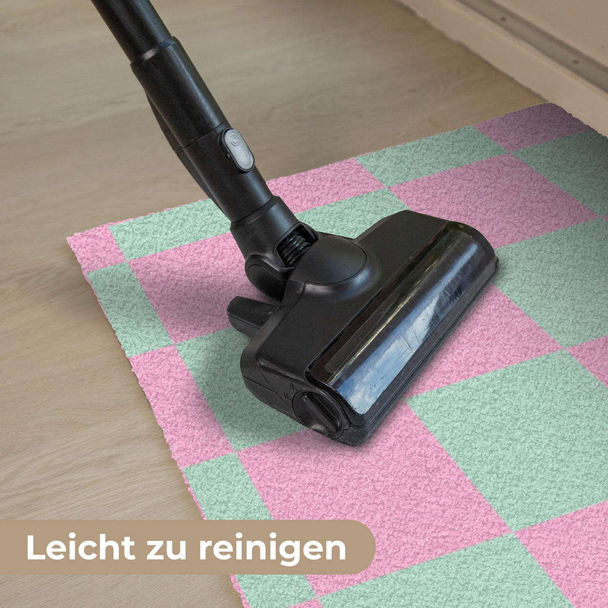 FUSSMATTE Schachbrettmuster - Grün - Rosa - Würfel Fußabtreter 90x60 cm - Mintgrün, Kunststoff (90/0.4cm) - MuchoWow