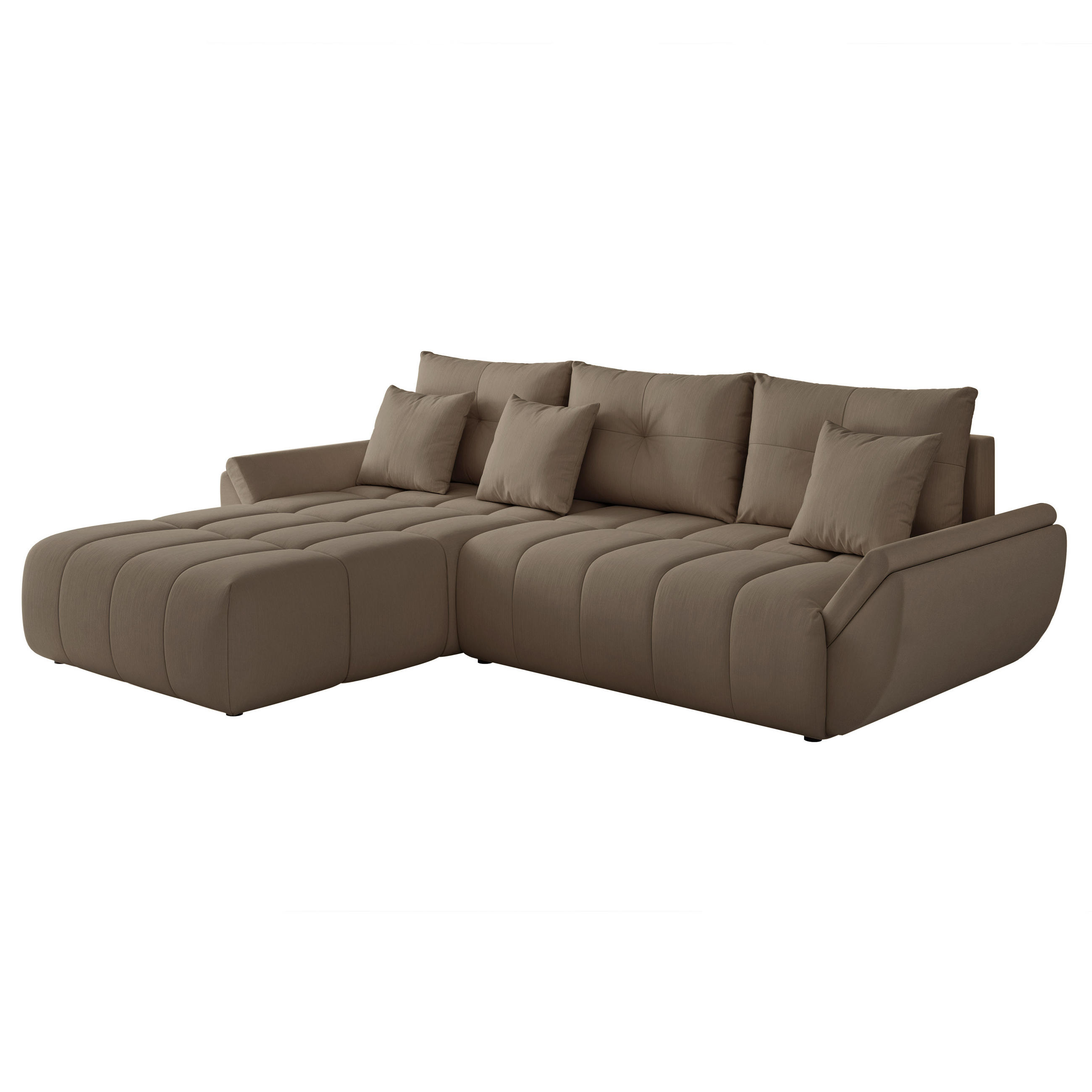 ECKSOFA ARO mit Schlaffunktion und Bettkasten Braun - Braun, Holzwerkstoff/Kunststoff (280/190cm) - Idohome