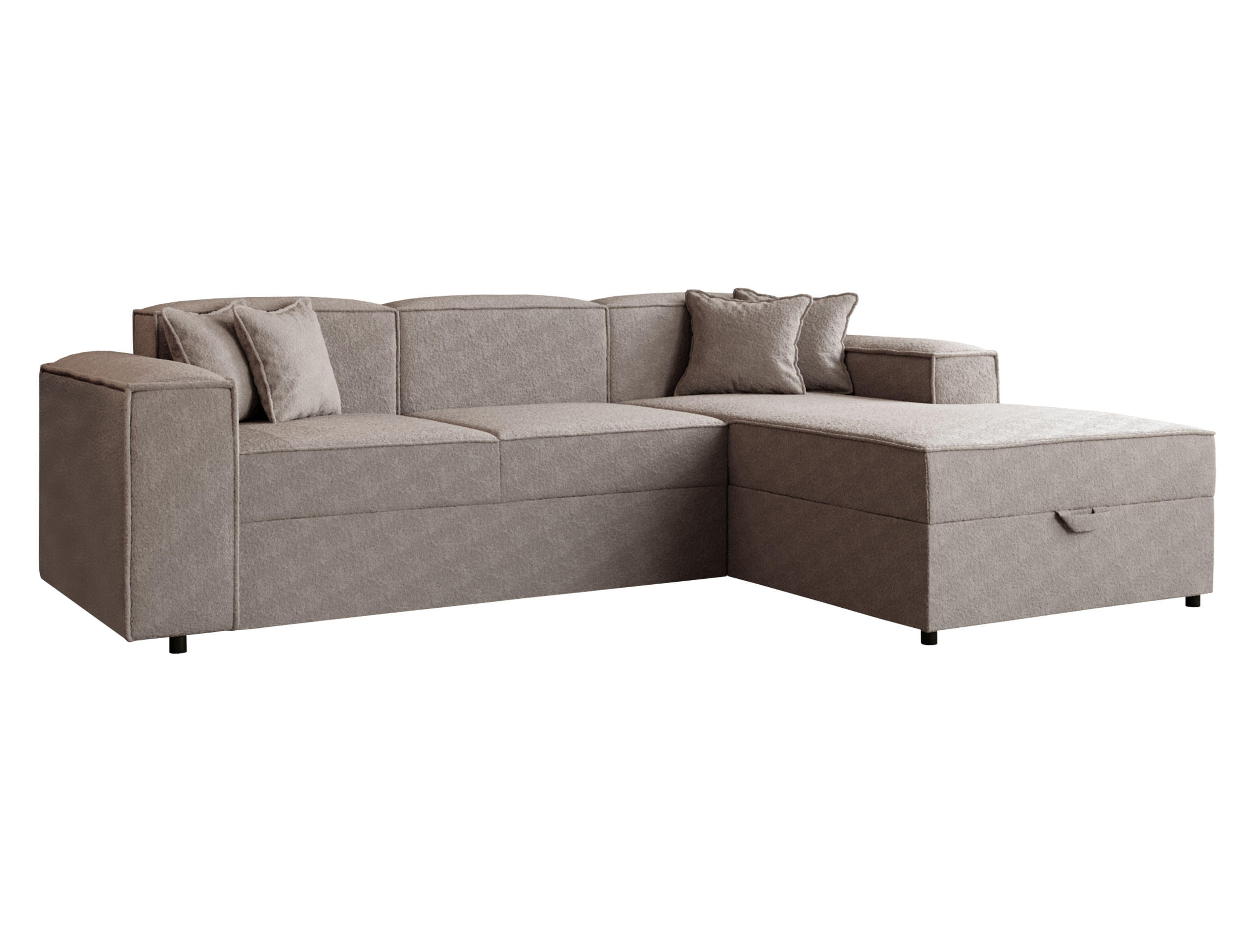 ECKSOFA Santos L, Seite: Rechts - Beige/Schwarz, Holzwerkstoff/Kunststoff (253/166cm) - MIRJAN24