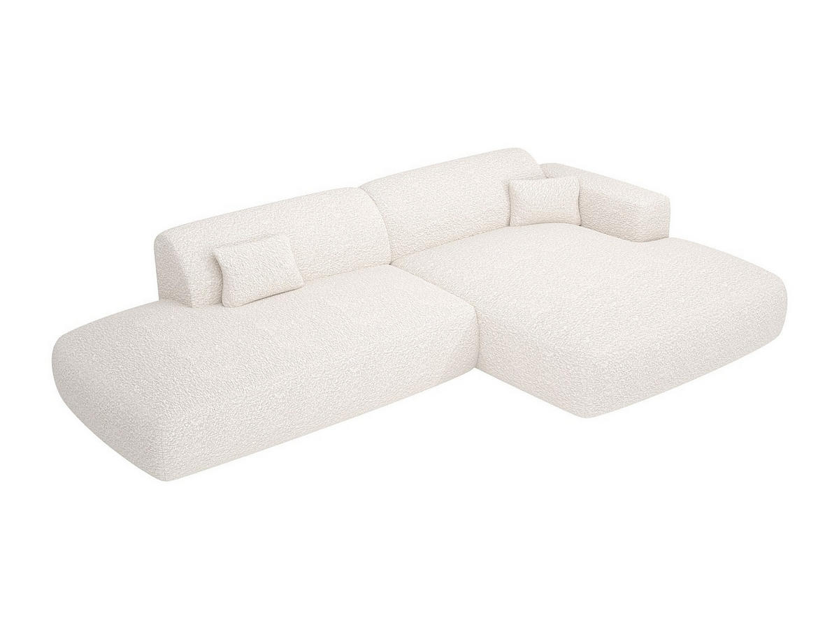 ECKSOFA - Ecke rechts - offenes Ende - Bouclé-Stoff - Weiß - POGNI - Weiß, Textil (300/160cm) - Vente-Unique