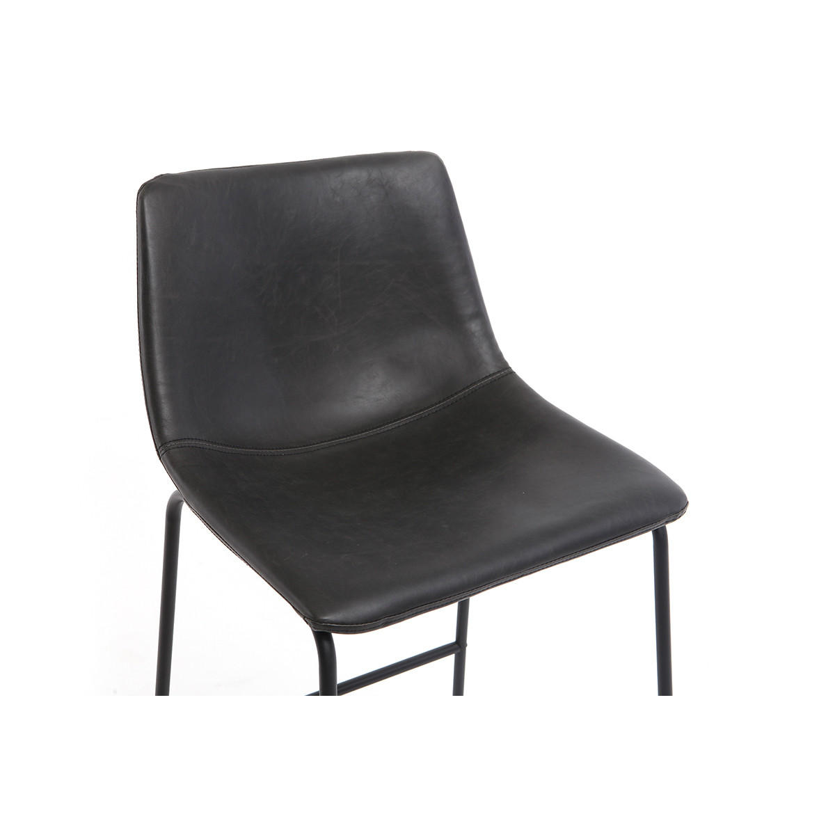 BARHOCKER Vintage PU Schwarz 73 cm 2er-Set NEW ROCK - Schwarz, Textil (55/101/49.5cm) - Miliboo