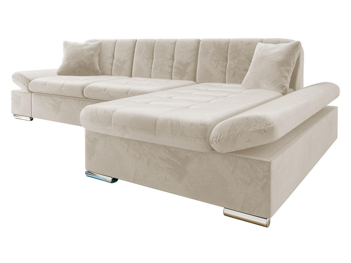 ECKSOFA Malwi Premiumi, Seite: Rechts - Sandfarben, Holz/Textil (278/161cm) - MIRJAN24
