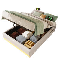 POLSTERBETT 90/200 cm Beige mit Stauraum, LED-Beleuchtung und USB - Beige, Textil (90/200cm) - Flora Grace