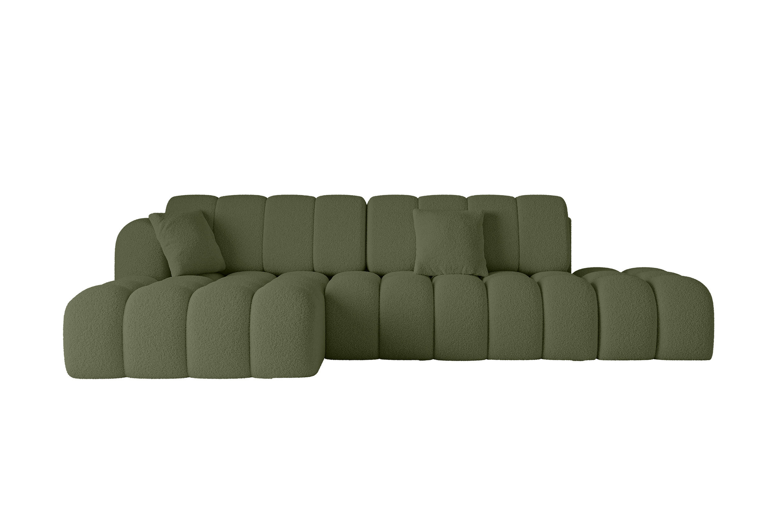 ECKSOFA mit Schlaffunktion Ottomane Links OLEA-L2 321x164x75 Grün Bouclé - Schwarz/Grün, Holzwerkstoff/Kunststoff (321/164cm) - ALTDECOR